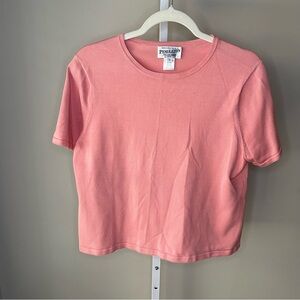 Pendleton Petite L Pink Silk Blend Short Sleeve Knit Top Tee